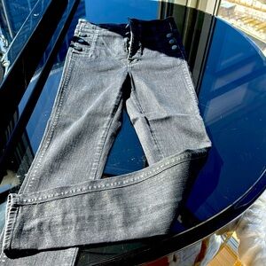 Distressed black high rise skinny jeans